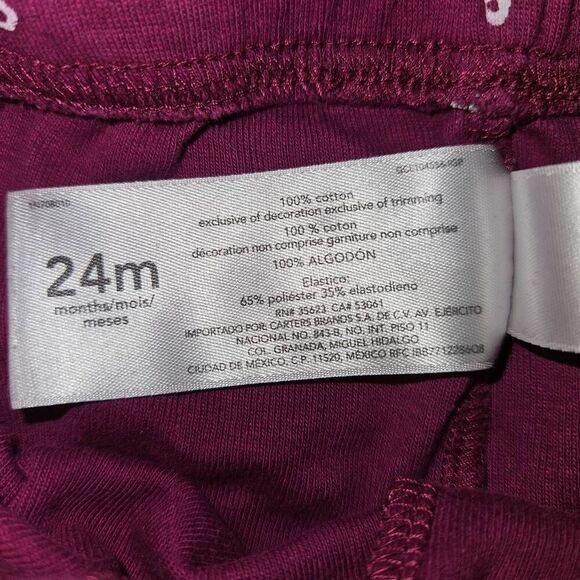 5 For $25 Carter's Burgundy Cotton Leggings With White Polkadots Baby Size 24M - Picture 2 of 3